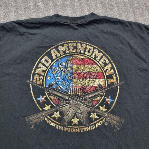 2nd Amendment Tshirt Mens 2XL Black Short Sleeve Graphic Logo Worth Fighting For - Picture 7 of 7